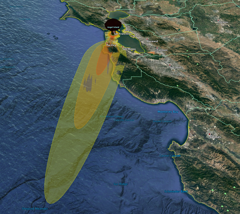 Nukemap 2.5/Alex Wellerstein; Google Earth